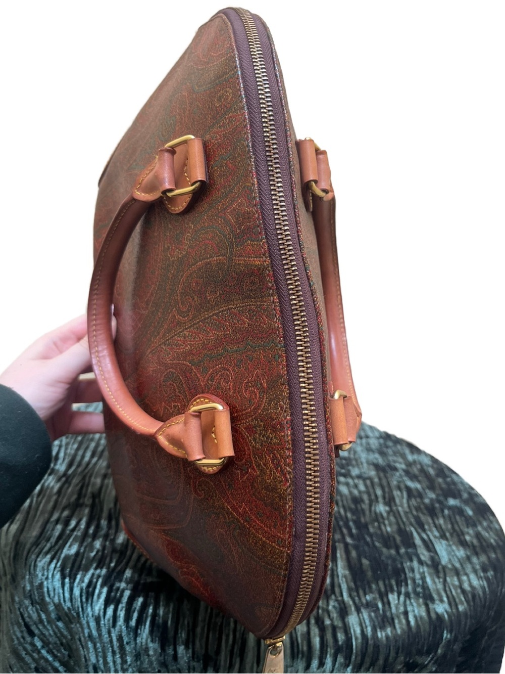 Etro Vintage Milano Alma Style Paisley Burgundy Bag 1996 - Picture 5 of 16